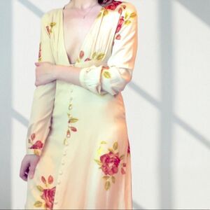 Amuse Society All Buttoned Up Low Neck Maxi with Sleeves M